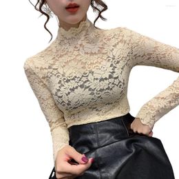 Women's Blouses Elegant Women Shirts And See-Through Tunic Top Crochet Hollow Floral Lace Pullover Fashion Woman Blouse 2023 Blusas