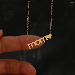 Pendant Necklaces I Love Mom Necklace For Mother Stainless Steel Chain Fashion Aesthetic Jelwelry Mothers Day Gift