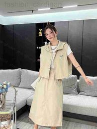 Two Piece Dress designer 23ss skirt set womens clothing Hooded trench coat vest clip hem drawstring design elastic waist half sets High quality 4Z6N