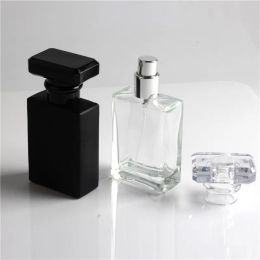 50ml Clear Black Portable Glass Perfume Spray Bottles Empty Cosmetic Containers With Atomizer For Traveller