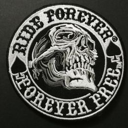 NEW ARRIVED SKULL RIDE FOREVER PATCH FOR MORTOR JACKET VEST CLOTHING BADGES SEWING STICKER SHOES BADGES QPPLIQUES LIVE TO RIDE PAT224f