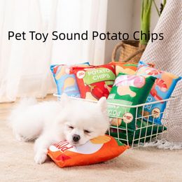 Creative Sound Toy Chew Play Toys Pet Sound Toy Dog Cat Toy Funny Plush Simulation Sound Potato Chips Chew Fit For All Pets Dog Puppy Cat Squeaker Quack