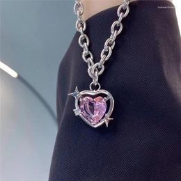 Pendant Necklaces 2023 Pink Love Zircon For Women Personality Fashion Necklace Wedding Jewellery Birthday Anniversary Gifts