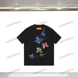 xinxinbuy Men designer Tee t shirt 23ss Graffiti butterfly print short sleeve cotton women white black blue XS-XL