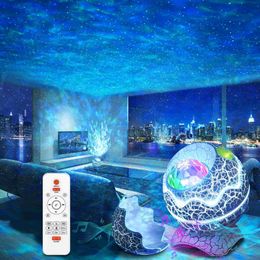 Lights Galaxy Starry Projector Light Decorat Bedroom For Home White Noise for Sleep Children Gift Dinosaur Eggs Shell Night Lamp HKD230704