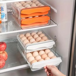 Refrigerator Egg Storage Organiser Egg Holder For Fridger 2-Layer Drawer Type Stackable Storage Bins Clear Plastic Egg Holder