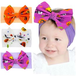 5 inch Headbands children girls Halloween Bow designer baby spider pumpkin print Hairbands fashion boutique kids Accessories