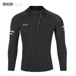 Wetsuits Drysuits Wetsuit Top Men's 1.5mm Neoprene Wetsuits Jacket Front Zipper Long Sleeves Diving Suit for Swimming Snorkelling Scuba Diving Surf HKD230704