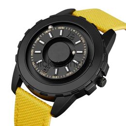 Wristwatches Mans Hot Sale EUTOUR Magnetic Ball Pointer Quartz Black Fashion Steel Nylon Strap Minimalist Blind Men es 0703
