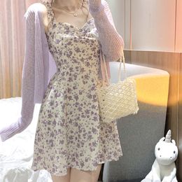 Urban Sexy Dresses Dresses Woman Summer Party Sleeveless Y2k Sling Sexy Casual Aesthetic Floral Print Midi High Waist Harajuku Female Clothing 230703