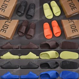 with Box Comfortable Slides Slide Slipper Foam Rnnr Earth Brown MXT Moon Grey Soot Core Sliders Slippers Cream Yellow Women Mens Sandals Ml