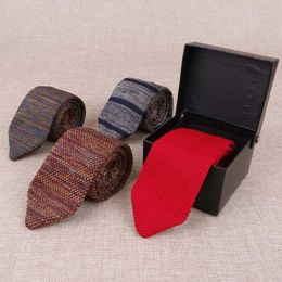 Bow Ties Fashion 7CM Wool Knit Tie Man Necktie Cusp Stripes Gradient Neck Mens Formal Dress Accessories Gravata Neckwear Neckcloth