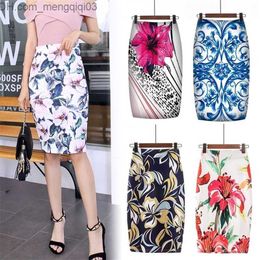 Skirts Digital Printed Pencil Skirt For Women Faldas Mujer Moda Floral Pencil Summer Midi Skirt Womens Skirts Female Falda Mujer Z230704