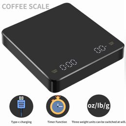 Measuring Tools Built-in battery charging Electronic Scale Built-in Auto Timer Pour Over Espresso Smart Coffee Scale Kitchen Scales 3kg 0.1g 230704