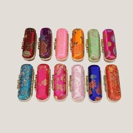 Fast Shipping jewelry box Lipstick Case Retro Embroidered Brocade Fashion Holder Flower Design With Mirror Box F20172397 Dkpnd