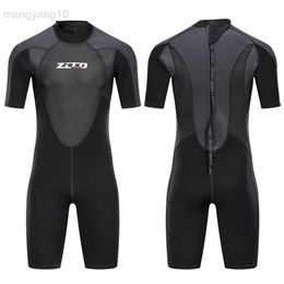Wetsuits Drysuits 1Set 3mm Men Short Sleeve Patchwork Wetsuit One-piece Neoprene Zip Wet Suit Spearfishing Swimming Urban Beach Swimwear M-4XL HKD230704