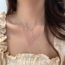 Chains Fashion 925 Sterling Silver Pearl Necklace Geometric Cross Summer Collar Chain Plated 14k Gold Neckchain Wedding Jewellery