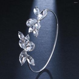 Link Bracelets JMK Trendy Butterfly Women Adjustable Bracelet Cubic Zircon White Gold Plated Bangles Bridal Wedding Jewellery Gifts