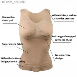 Waist Tummy Shaper CXZD Women Shapewear Padded Tummy Control Tank Top Slimming Camisole Removable Body Shaping Compression Vest Corset Z230705