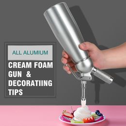 Baking Pastry Tools 500ml Cream Foam Gun Kitchen Accessories 1L Cake Piping Gun Stainless Steel Syphon Squeeze Bottle Dessert Tool Cream Whippers 230704