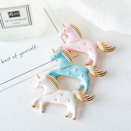 Pins Brooches 6 pcs lot fashion Jewellery head accessories metal enamel Unicorn brooch pin 230704