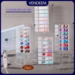 False Nails VDN 7 Colours Nail Gel Polish Dream Cat s Eye Magnet Hybrid Varnish Semi Permanent Magnetic Lacquer Primer Art 230704