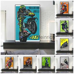 Wallpapers Motorcycle Champion Rossi Abstract Portrait Poster Racer Motivational Quote Canvas Painting Racing Wall Art Picture Room Decor J230704