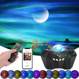 Lights LED Starry Sky Galaxy Aurora Star Projector Night Light with Bluetooth Speaker Projection Lamp for Kids Bedroom Decor HKD230704