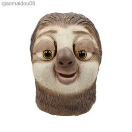 Sloth Latex Mask Sloth Mask Nick Wilde Latex Full Head Animal Mask XMAS Party Cosplay Costume Prop Accessories Toy Gift L230704