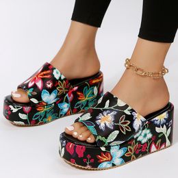 Slippers Women's Beach Slippers Summer Fashion Bohemia Wedges Slippers for Women Platform High-heeled Slippers Women Casual Shoes 230703