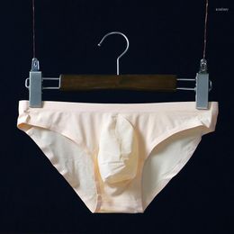 Underpants Sexy Underwear Men Briefs Shorts Cueca Masculina Ice Silk Seamless Panties Solid Low Waist Ropa Interior Hombre M-3XL