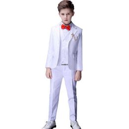 Suits Flower Boys White Baptism Suit Kid Wedding Party Photograph Set Teenager Birthday Tuxedo Dress Children Graduation Stage CostumeHKD230704