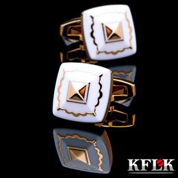 Cuff Links KFLK Jewellery Fashion French shirt cufflink for mens Brand Cuff link Button High Quality Gold-color Wedding Groom guests 230703