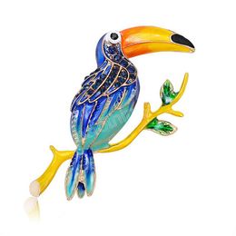 Retro Parrot Bird Brooches for Women Vintage Pin Jewellery Large Bird Rhinestone Brooch Pins Accessories