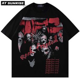 Men's T-Shirts dark Gothic Skull Printed T Shirt Men Streetwear Harajuku T-Shirt Spring Summer Short Sleeve Tops Tees Loose Cotton Tshirt black Z230704