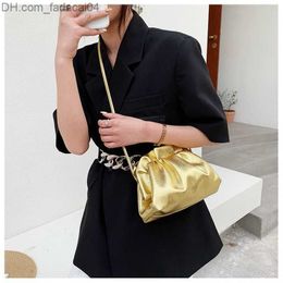 Evening Bags Evening Bags Luxurious Gold Cloud Bag for Women Leather Hobos Retro Crossbody Small Phone Design Clutch Clip Female Bolsa Z230705