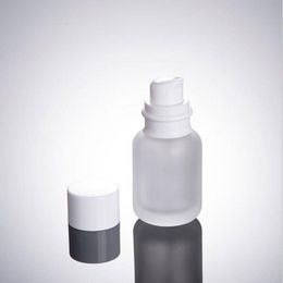 50ML Frost Glass Cosmetic Bottles, 17OZ Glass Lotion Bottles, 50CC Glass press Bottle, white Cap Empty Bottle F2017458 Ncbeu