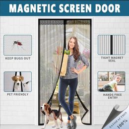 Skirt Toolfree Magnetic Mosquito Net Summer Anti Bug Fly Door Curtains Mesh Automatic Closing Door Screen Kitchen Sticker Curtain