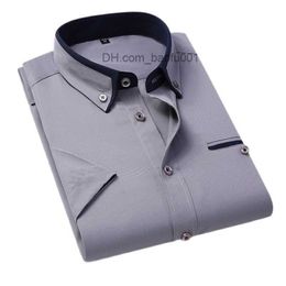 Men's Casual Shirts Men Summer Short Sleeved Shirt Fashion No Iron Causal Slim Fit Weeding Male s Soft Comfortable Work White Business Z230705