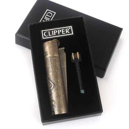 New Clipper Spades A Metal Fireless Butane No Gas Jet Torch Lighter Portable Grinding Wheel Flint Inflatable Men's Gift PFGC