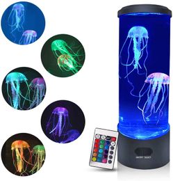 Lights Color Changing Aquarium Tank Simulation Relaxing Mood Jellyfish LED Night Light Lamp in Bedroom for Boys Girls Birthday Gifts HKD230704