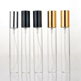 15ml Clear Mini Sample Refillable Perfume Spray Glass Atomizer Bottle With Black Golden Silver Lid F3044 Hbcxr