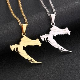 Pendant Necklaces Fashion Croatia Map Necklace For Women Men Gold Silver Color Chain Stainless Steel Jewelry Gifts