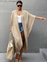 Women's Swimwear Women's Swimwear Beach Cover Up Kimono Women Summer Pareo Swimsuit Cape Solid Bohemian Tunic Dresses Bathing Suits Z230706