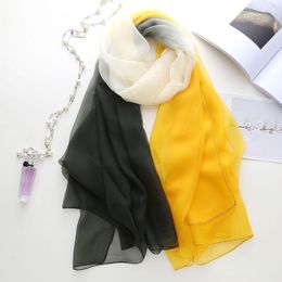 Scarves Sunscreen Silk Scarf Wrap Fashion Gradient Color Big Beach Towel Women 180 140cm Thin Micro-through Air-conditioning Shawl