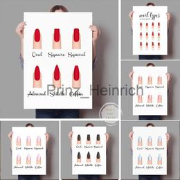 Wallpapers Nail Shapes Beauty Salon Wall Art Posters Prints Makeup Gifts Nail Type Guide Canvas Painting Pictures for Nail Salons Decor J230704
