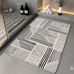 Bath Mats Super Absorbent Bath Mat Non Slip Bath Room Rug Diatom Mud Quick Drying Geometry Bathroom Mat Entrance Door Nordic Floor Mats 230703