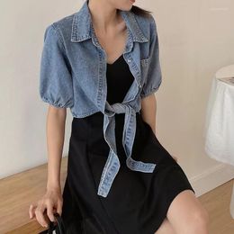 Women's Jackets 2023 Spring And Autumn Style Versatile Denim Cardigan Korean Short Sleeve Loose Thin Pure Colour Hong Kong