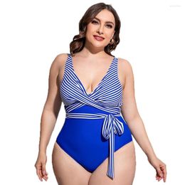 Women's Swimwear Womens Black One Piece Striped Push UP Swimsuit Sexy Big Breasted Plus Size Trends 2023 Summer Bikinis For Large Busts