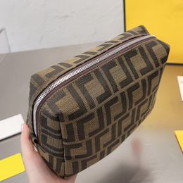 brown canvas designer makeup bag toiletry bags cosmetic bag Women pouch purses Fashion all-match small fresh daily